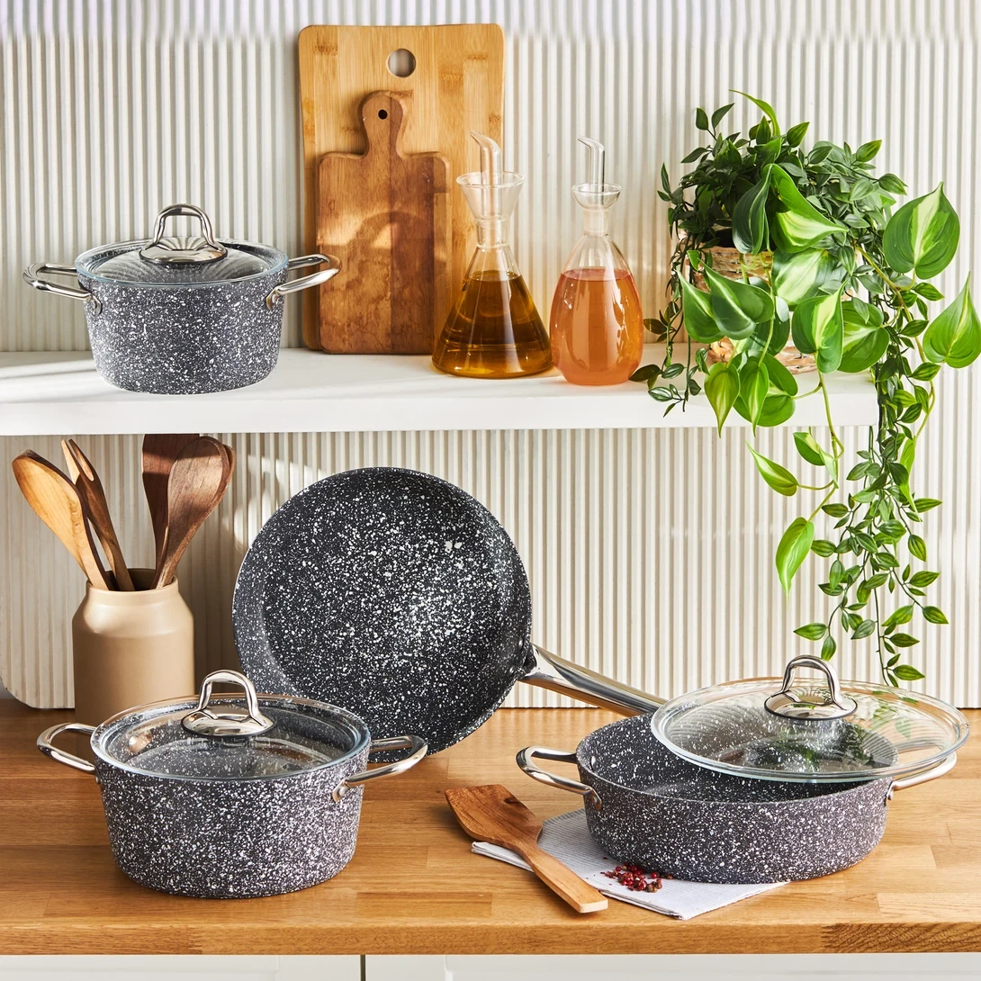 Karaca Biogranit Navy Stone набор кастрюль